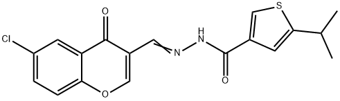 N-[(E)-(6-chloro-4-oxochromen-3-yl)methylideneamino]-5-propan-2-ylthiophene-3-carboxamide Structure