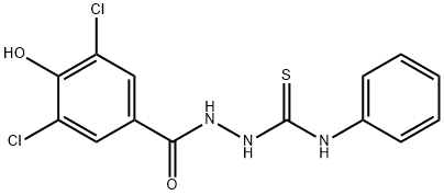 1-[(3,5-dichloro-4-hydroxybenzoyl)amino]-3-phenylthiourea 化学構造式