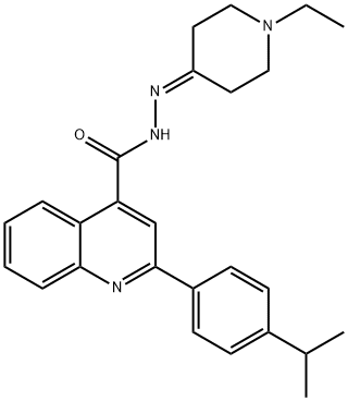 N-[(1-ethylpiperidin-4-ylidene)amino]-2-(4-propan-2-ylphenyl)quinoline-4-carboxamide 化学構造式