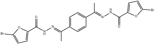 5-bromo-N-[(E)-1-[4-[(E)-N-[(5-bromofuran-2-carbonyl)amino]-C-methylcarbonimidoyl]phenyl]ethylideneamino]furan-2-carboxamide Struktur