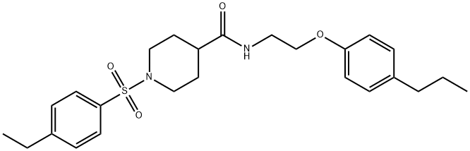 1-(4-ethylphenyl)sulfonyl-N-[2-(4-propylphenoxy)ethyl]piperidine-4-carboxamide 化学構造式