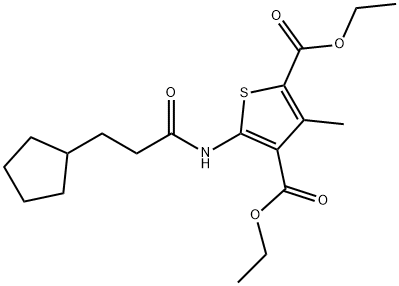 diethyl 5-(3-cyclopentylpropanoylamino)-3-methylthiophene-2,4-dicarboxylate,540797-06-6,结构式