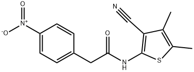 N-(3-cyano-4,5-dimethylthiophen-2-yl)-2-(4-nitrophenyl)acetamide 结构式