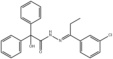 N-[(E)-1-(3-chlorophenyl)propylideneamino]-2-hydroxy-2,2-diphenylacetamide Structure