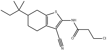 3-chloro-N-[3-cyano-6-(2-methylbutan-2-yl)-4,5,6,7-tetrahydro-1-benzothiophen-2-yl]propanamide 结构式