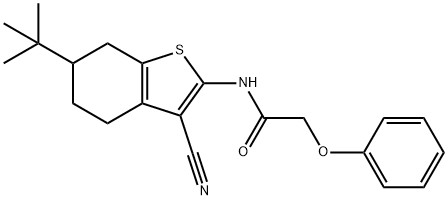 N-(6-tert-butyl-3-cyano-4,5,6,7-tetrahydro-1-benzothiophen-2-yl)-2-phenoxyacetamide 化学構造式