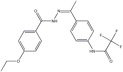 4-ethoxy-N-[(Z)-1-[4-[(2,2,2-trifluoroacetyl)amino]phenyl]ethylideneamino]benzamide 化学構造式