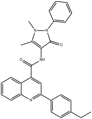 N-(1,5-dimethyl-3-oxo-2-phenylpyrazol-4-yl)-2-(4-ethylphenyl)quinoline-4-carboxamide 化学構造式