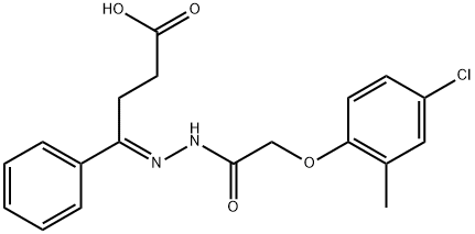 (4E)-4-[[2-(4-chloro-2-methylphenoxy)acetyl]hydrazinylidene]-4-phenylbutanoic acid 化学構造式