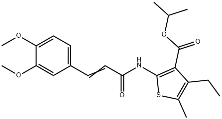 propan-2-yl 2-[[(E)-3-(3,4-dimethoxyphenyl)prop-2-enoyl]amino]-4-ethyl-5-methylthiophene-3-carboxylate Structure