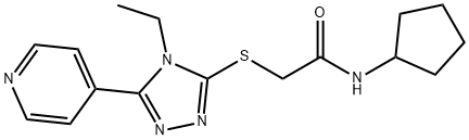 N-cyclopentyl-2-[(4-ethyl-5-pyridin-4-yl-1,2,4-triazol-3-yl)sulfanyl]acetamide 化学構造式