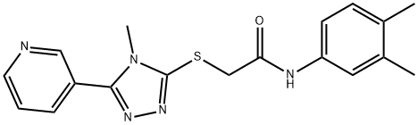 N-(3,4-dimethylphenyl)-2-[(4-methyl-5-pyridin-3-yl-1,2,4-triazol-3-yl)sulfanyl]acetamide 化学構造式