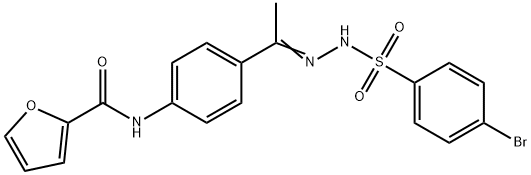 N-[4-[(E)-N-[(4-bromophenyl)sulfonylamino]-C-methylcarbonimidoyl]phenyl]furan-2-carboxamide Struktur