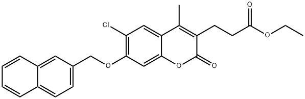 ethyl 3-[6-chloro-4-methyl-7-(naphthalen-2-ylmethoxy)-2-oxochromen-3-yl]propanoate Struktur