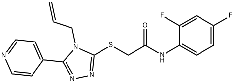 N-(2,4-difluorophenyl)-2-[(4-prop-2-enyl-5-pyridin-4-yl-1,2,4-triazol-3-yl)sulfanyl]acetamide 化学構造式