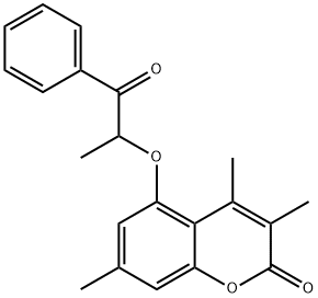 3,4,7-trimethyl-5-(1-oxo-1-phenylpropan-2-yl)oxychromen-2-one Structure
