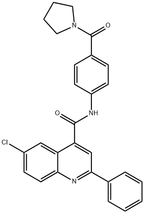6-chloro-2-phenyl-N-[4-(pyrrolidine-1-carbonyl)phenyl]quinoline-4-carboxamide Structure