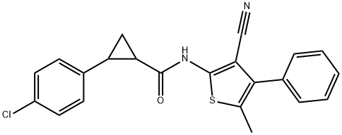 2-(4-chlorophenyl)-N-(3-cyano-5-methyl-4-phenylthiophen-2-yl)cyclopropane-1-carboxamide Structure