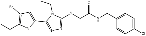 2-[[5-(4-bromo-5-ethylthiophen-2-yl)-4-ethyl-1,2,4-triazol-3-yl]sulfanyl]-N-[(4-chlorophenyl)methyl]acetamide Structure