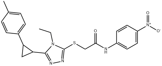 2-[[4-ethyl-5-[2-(4-methylphenyl)cyclopropyl]-1,2,4-triazol-3-yl]sulfanyl]-N-(4-nitrophenyl)acetamide Structure