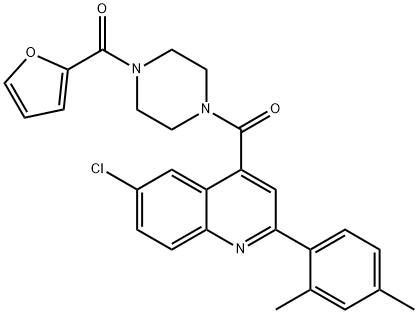 [4-[6-chloro-2-(2,4-dimethylphenyl)quinoline-4-carbonyl]piperazin-1-yl]-(furan-2-yl)methanone Structure