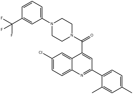 [6-chloro-2-(2,4-dimethylphenyl)quinolin-4-yl]-[4-[3-(trifluoromethyl)phenyl]piperazin-1-yl]methanone Structure