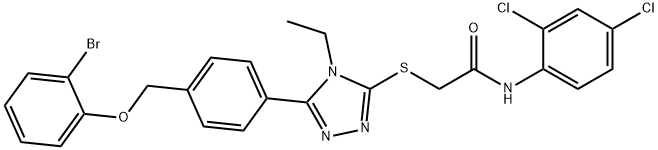 2-[[5-[4-[(2-bromophenoxy)methyl]phenyl]-4-ethyl-1,2,4-triazol-3-yl]sulfanyl]-N-(2,4-dichlorophenyl)acetamide Struktur