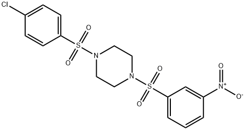 1-(4-chlorophenyl)sulfonyl-4-(3-nitrophenyl)sulfonylpiperazine Structure