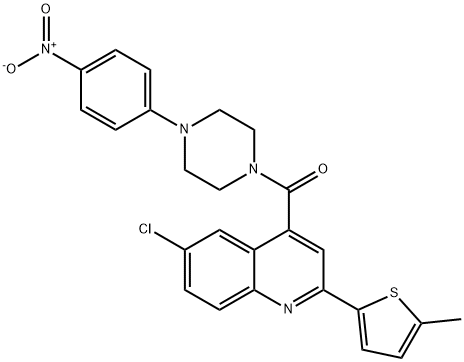 [6-chloro-2-(5-methylthiophen-2-yl)quinolin-4-yl]-[4-(4-nitrophenyl)piperazin-1-yl]methanone 化学構造式