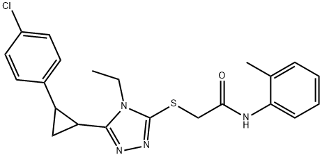 2-[[5-[2-(4-chlorophenyl)cyclopropyl]-4-ethyl-1,2,4-triazol-3-yl]sulfanyl]-N-(2-methylphenyl)acetamide Structure