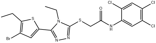 2-[[5-(4-bromo-5-ethylthiophen-2-yl)-4-ethyl-1,2,4-triazol-3-yl]sulfanyl]-N-(2,4,5-trichlorophenyl)acetamide Structure