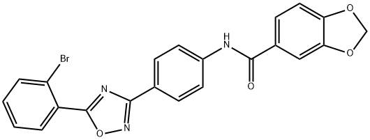 N-[4-[5-(2-bromophenyl)-1,2,4-oxadiazol-3-yl]phenyl]-1,3-benzodioxole-5-carboxamide Structure