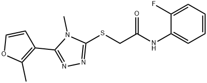 N-(2-fluorophenyl)-2-[[4-methyl-5-(2-methylfuran-3-yl)-1,2,4-triazol-3-yl]sulfanyl]acetamide Structure