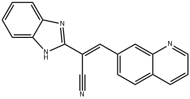 (E)-2-(1H-benzimidazol-2-yl)-3-quinolin-7-ylprop-2-enenitrile 化学構造式