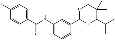 N-[3-(5,5-dimethyl-4-propan-2-yl-1,3-dioxan-2-yl)phenyl]-4-fluorobenzamide Struktur