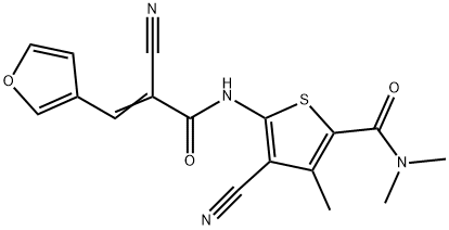 4-cyano-5-[[(E)-2-cyano-3-(furan-3-yl)prop-2-enoyl]amino]-N,N,3-trimethylthiophene-2-carboxamide Structure