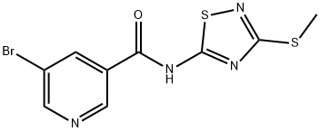 5-bromo-N-(3-methylsulfanyl-1,2,4-thiadiazol-5-yl)pyridine-3-carboxamide 结构式