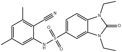 N-(2-cyano-3,5-dimethylphenyl)-1,3-diethyl-2-oxobenzimidazole-5-sulfonamide Struktur