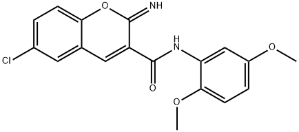 6-chloro-N-(2,5-dimethoxyphenyl)-2-iminochromene-3-carboxamide,669711-57-3,结构式