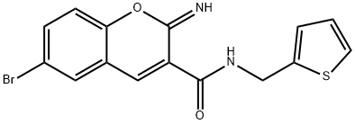 6-bromo-2-imino-N-(thiophen-2-ylmethyl)chromene-3-carboxamide Structure