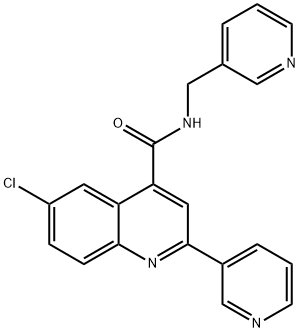 6-chloro-2-pyridin-3-yl-N-(pyridin-3-ylmethyl)quinoline-4-carboxamide 化学構造式