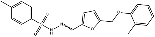 4-methyl-N-[(Z)-[5-[(2-methylphenoxy)methyl]furan-2-yl]methylideneamino]benzenesulfonamide Struktur