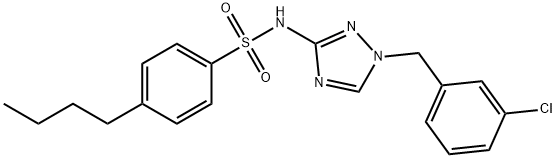 4-butyl-N-[1-[(3-chlorophenyl)methyl]-1,2,4-triazol-3-yl]benzenesulfonamide,669734-37-6,结构式