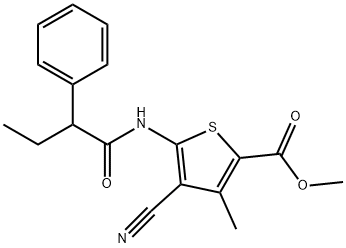 methyl 4-cyano-3-methyl-5-(2-phenylbutanoylamino)thiophene-2-carboxylate 结构式