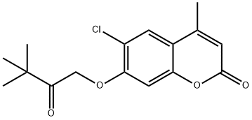 6-chloro-7-(3,3-dimethyl-2-oxobutoxy)-4-methylchromen-2-one Struktur