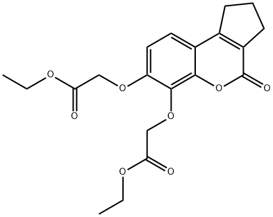 ethyl 2-[[6-(2-ethoxy-2-oxoethoxy)-4-oxo-2,3-dihydro-1H-cyclopenta[c]chromen-7-yl]oxy]acetate Struktur