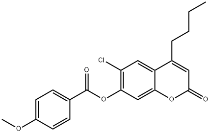 (4-butyl-6-chloro-2-oxochromen-7-yl) 4-methoxybenzoate 化学構造式