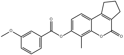 (6-methyl-4-oxo-2,3-dihydro-1H-cyclopenta[c]chromen-7-yl) 3-methoxybenzoate Struktur