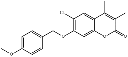 6-chloro-7-[(4-methoxyphenyl)methoxy]-3,4-dimethylchromen-2-one,670245-41-7,结构式