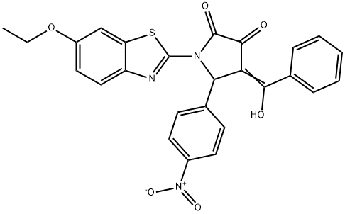(4E)-1-(6-ethoxy-1,3-benzothiazol-2-yl)-4-[hydroxy(phenyl)methylidene]-5-(4-nitrophenyl)pyrrolidine-2,3-dione Structure